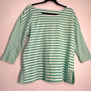 Talbots Green Striped Cotton Women's Top, Sz M.